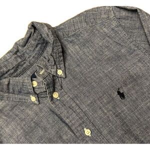 Ralph‎ Lauren Boys 6 Blue Denim Long Sleeve Chambray Button Shirt With Pony Logo